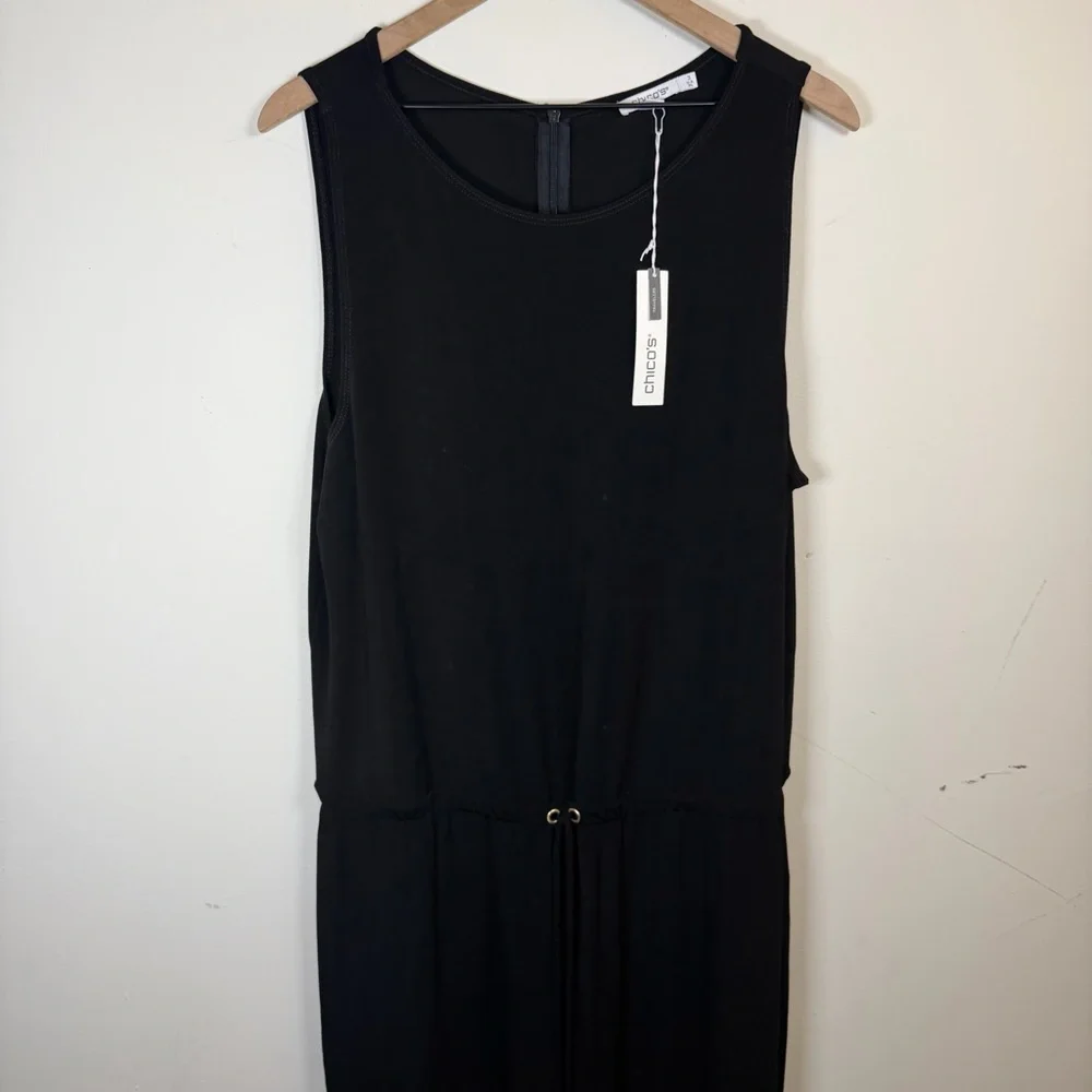 NWT Chicos Travelers Sleeveless Tie Waist Wide Leg Jumpsuit Size 3/XL Stretch - Picture 3 of 11